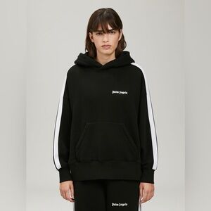 NWT Men’s Size Small Palm Angels Track Hoodie 100% Cotton In Black & White Color